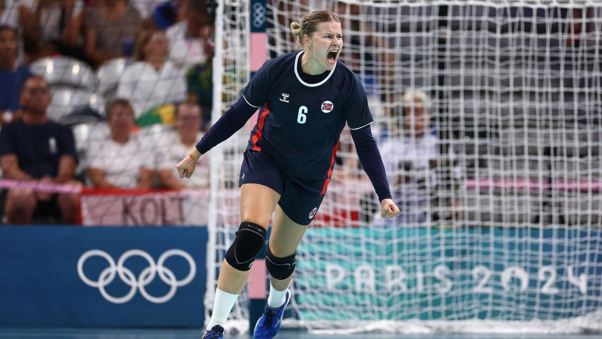 Norway player celebrates after scoring a goal