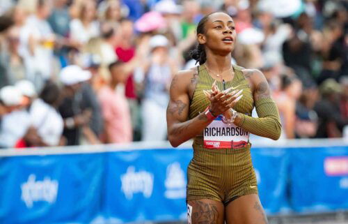 Sha'Carri Richardson applauds after finishing fourth in the women’s 200 meter dash during day nine of the U.S. Olympic Track & Field Trials Saturday