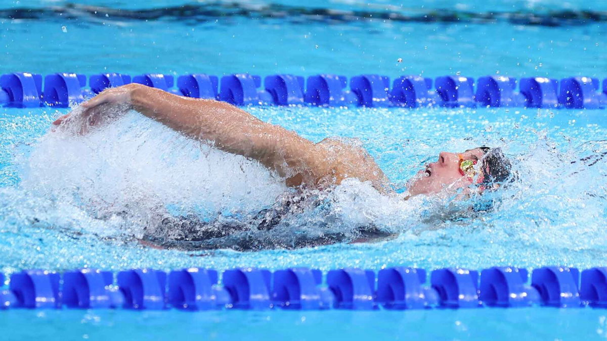 Regan Smith of the United States competes in the women's 200m backstroke final on day seven of the Paris Olympics at La Defense Arena on August 02