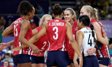 The United States huddles during a Women's Semifinals match against Team Brazil on day thirteen of the Olympic Games