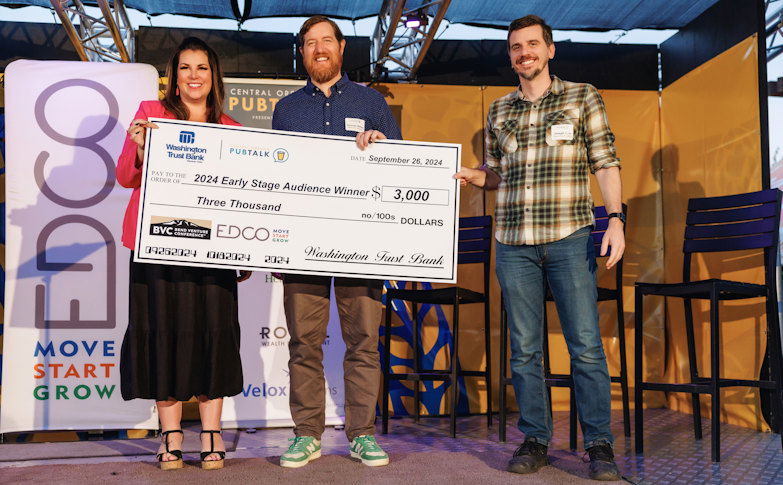 (Left to Right) Ashley Mears, VP / Relationship Manager, Washington Trust Bank; Duncan Miller, Co-founder of Rose City Robotics; Joseph Cole, Ph.D., Founder, Rose City Robotics.