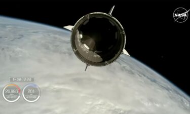 This screen grab from NASA's livestream shows the Crew-9 Dragon capsule maneuvering through orbit.