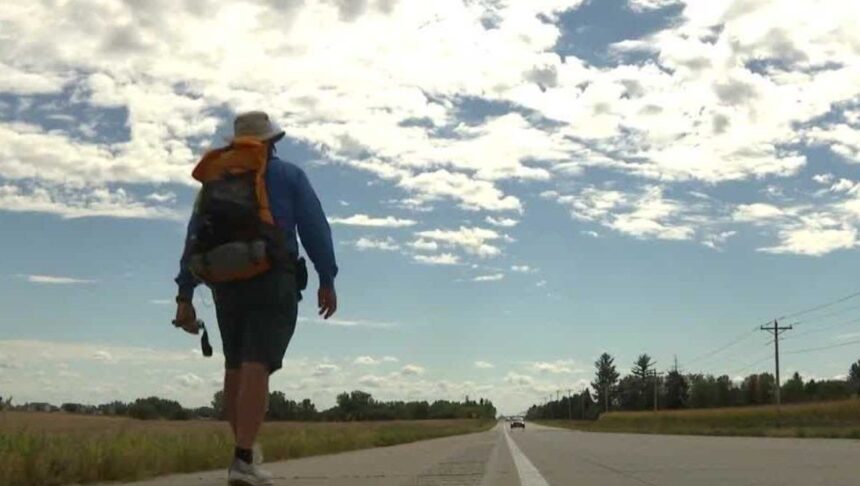 <i>KCCI via CNN Newsource</i><br/>Jeff Miller started walking from Minnesota with plans to hike all the way to Missouri.