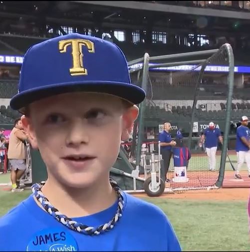 <i>KTVT via CNN Newsource</i><br/>9-year-old James Persson's biggest dream came true when he became a Texas Ranger for a day