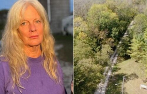 Kathy Hasselman works on her sister's farm just across the street from where the remains were found. She was there when investigators came and began surveying the wooded area.