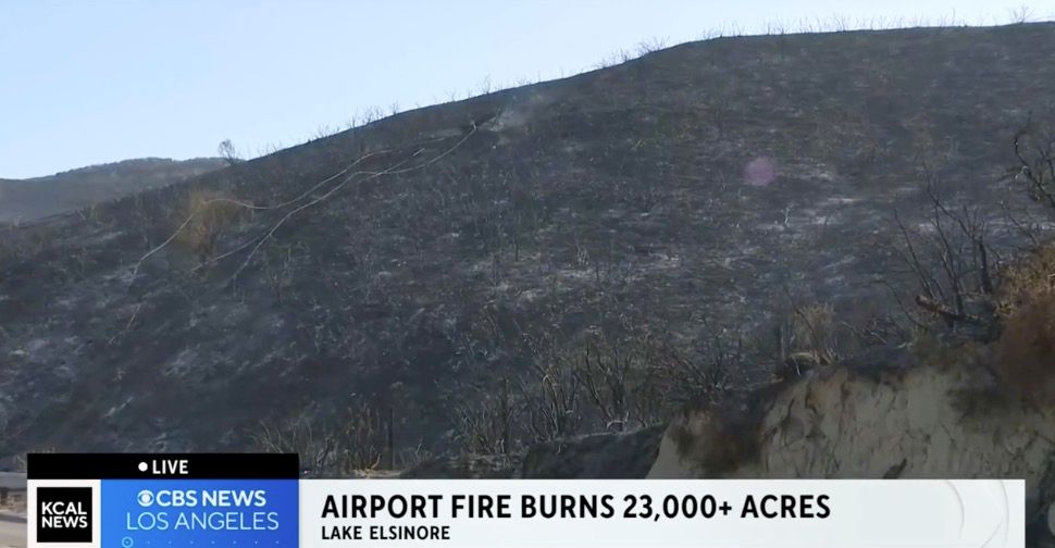 <i>KCAL/KCBS via CNN Newsource</i><br/>Firefighters on September 15 continued to make progress on the Airport Fire