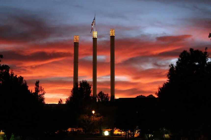 Sunset Bend Old Mill smokestacks Johnny Oliver 9-23