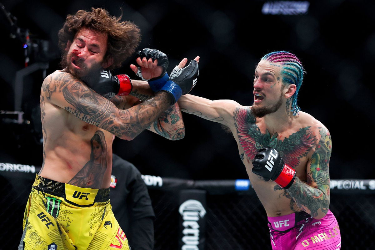 <i>Megan Briggs/Getty Images via CNN Newsource</i><br/>Sean O’Malley beat Marlon Vera (left) at UFC 299 on March 9 in Miami