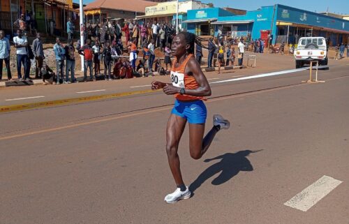 Rebecca Cheptegei competes at the Discovery 10km road race in Kapchorwa