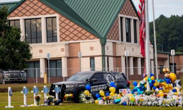 A memorial is seen at Apalachee High School in Winder