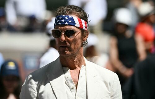 Matthew McConaughey at the US Open final in New York on Sunday.