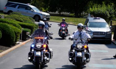 The remains of Johnny and Matthew Gaudreau arrive at St. Mary Magdalen Catholic Church in Media