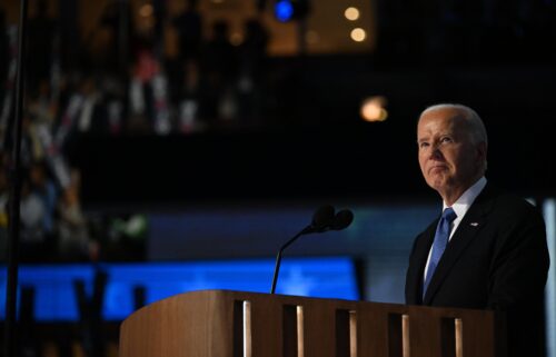 President Joe Biden speaks at the Democratic National Convention in Chicago on August 19.