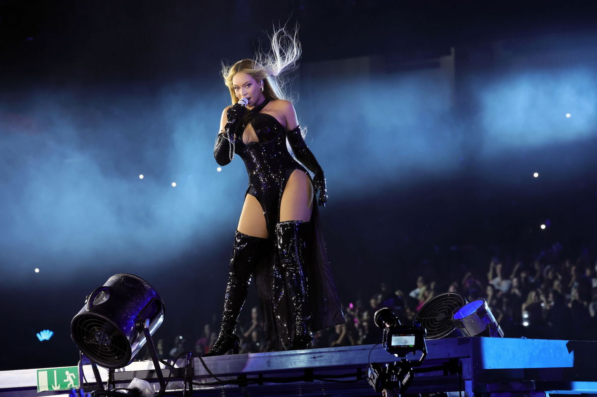 <i>Kevin Mazur/WireImage/Getty Images/File via CNN Newsource</i><br/>Beyoncé performs onstage in 2023.