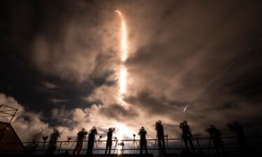 A SpaceX Falcon 9 rocket with the Crew Dragon Resilience capsule