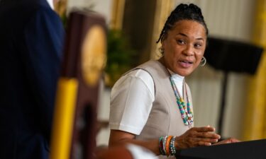 University of South Carolina's women's basketball head coach Dawn Staley addresses President Biden.