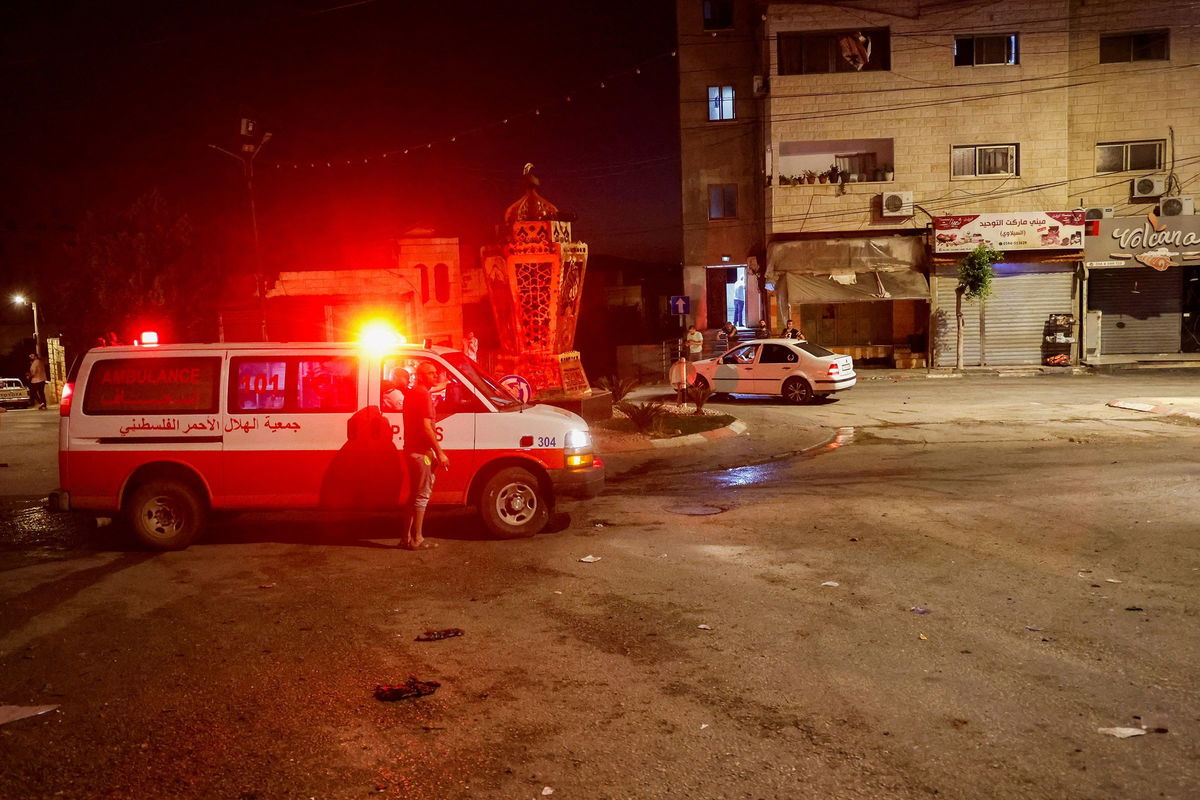 <i>Raneen Sawafta/Reuters via CNN Newsource</i><br/>An ambulance is seen at the site of Israeli strikes where Palestinians were killed