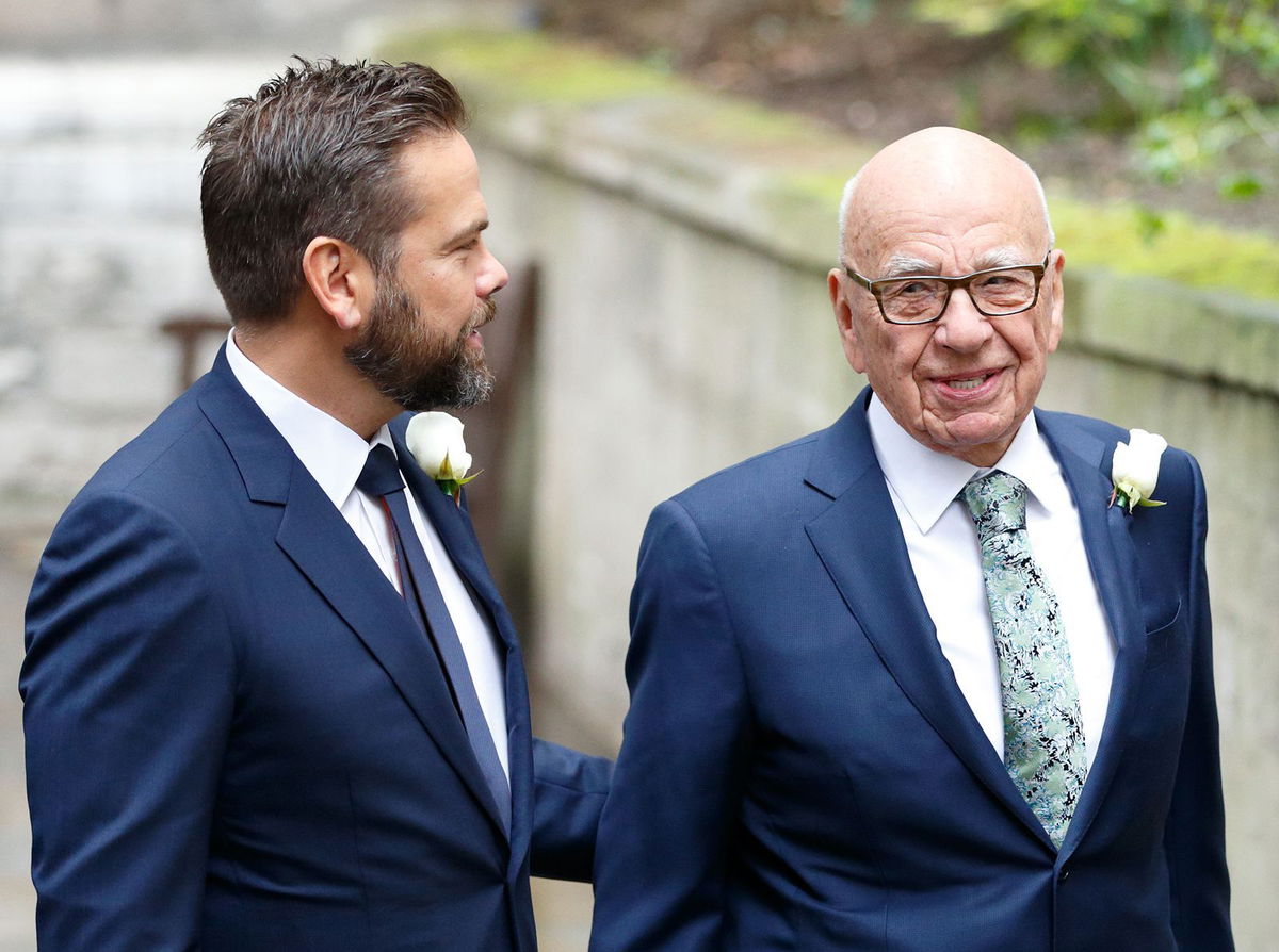 <i>Max Mumby/Indigo/Getty Images via CNN Newsource</i><br/>Rupert Murdoch with his son Lachlan Murdoch arrives at St Bride's Church for a service to celebrate his marriage to Jerry Hall on March 5