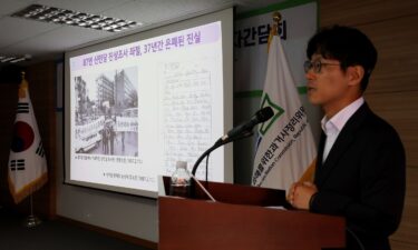 An investigator from South Korea's Truth and Reconciliation Commission at a news conference in Seoul on September 9.