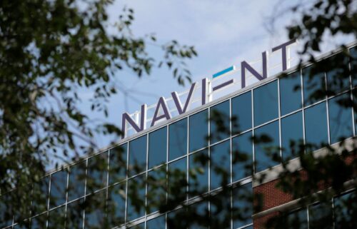 Signage is seen on the offices of Navient in Wilmington