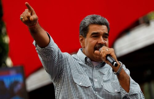 Venezuelan President Nicolas Maduro delivers a speech during a rally to celebrate the results of last month's presidential election