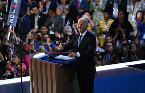 President Joe Biden at the United Center during the Democratic National Convention in Chicago