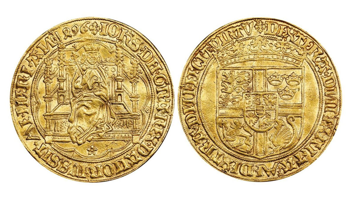 <i>Stack’s Bowers Galleries via CNN Newsource</i><br/>The auction's top lot is a gold coin from the late 15th century featuring a Danish king.