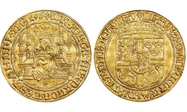 The auction's top lot is a gold coin from the late 15th century featuring a Danish king.