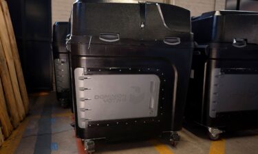 A Dominion Voting ballot scanner is seen in Luzerne County's warehouse in Wilkes-Barre