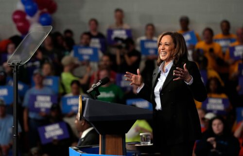 Democratic presidential nominee Vice President Kamala Harris speaks at a campaign event at Northwestern High School in Detroit