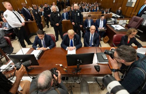 Former President Donald Trump appears at Manhattan criminal court during jury deliberations in his criminal hush money trial in New York