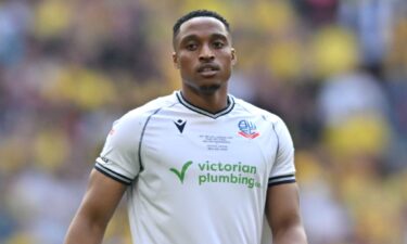 Victor Adeboyejo looks on during the League One play-off final last season between Bolton Wanderers and Oxford United at Wembley Stadium in London.