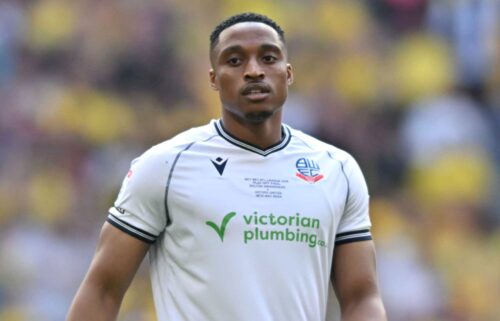 Victor Adeboyejo looks on during the League One play-off final last season between Bolton Wanderers and Oxford United at Wembley Stadium in London.