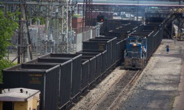 Railroad cars move through the US Steel Mon Valley Works in Clairton