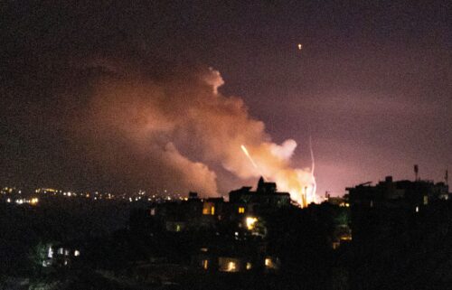 Smoke rises following an Israeli strike on a target between the villages of Ghandourieh and Froun in southern Lebanon late on September 6.