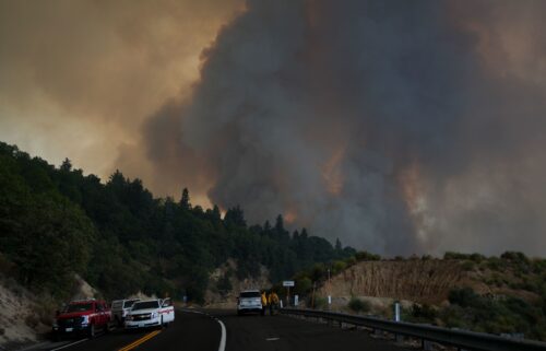 Fire crews monitor the Line Fire on Saturday