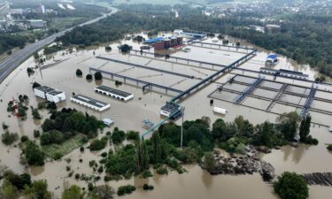 Drone footage of a sewage treatment plant in the Privoz district in Ostrava