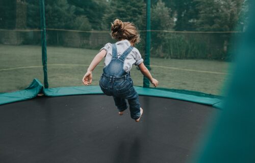 Pediatricians strongly discourage home use of trampolines but recommend they should be restricted to a single jumper on the mat at one time if kids do play on them.