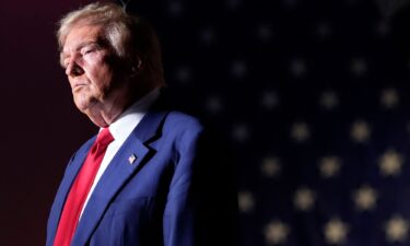 Republican presidential nominee former President Donald Trump speaks during a campaign event at the World Market Center