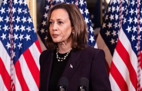 Vice President Kamala Harris leaves after speaking to the press following a meeting with Israeli Prime Minister Benjamin Netanyahu in the Vice President's ceremonial office at the Eisenhower Executive Office Building in Washington