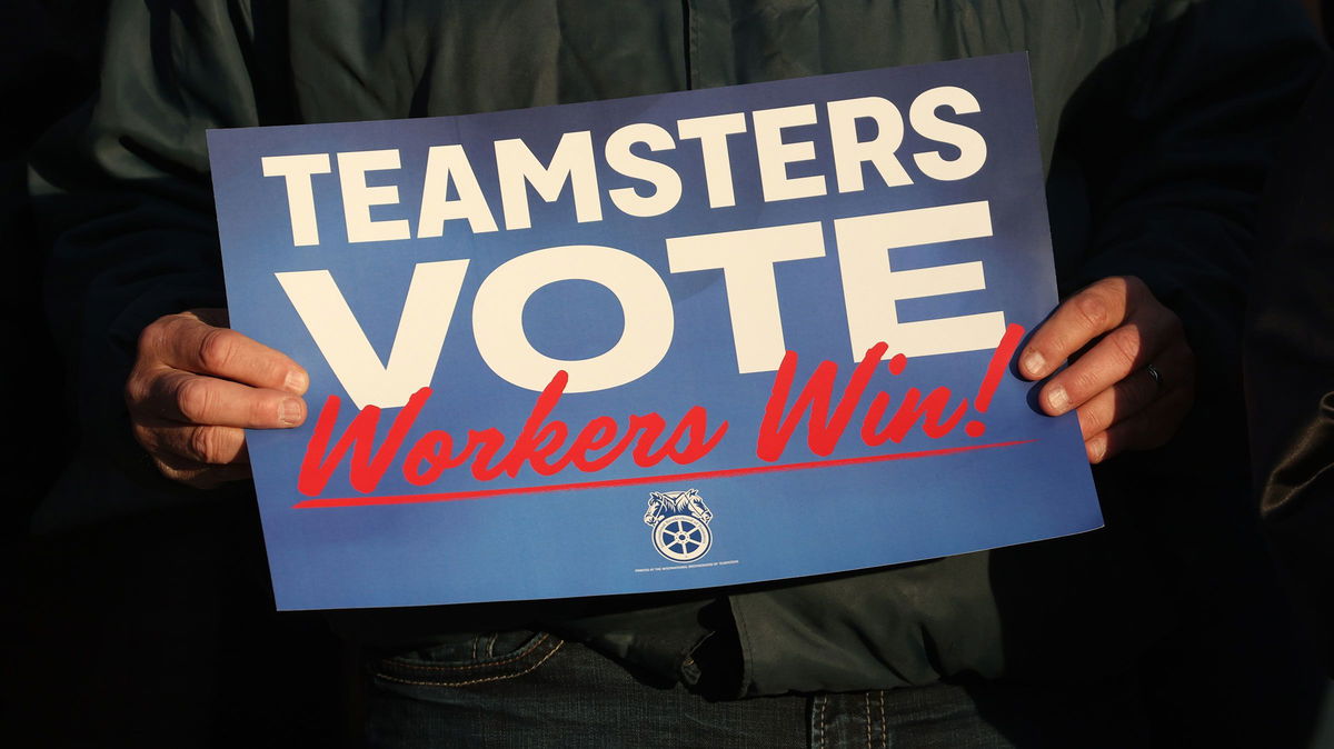 <i>Scott Olson/Getty Images/File via CNN Newsource</i><br/>Union workers attend a rally hosted by the Teamsters in Madison