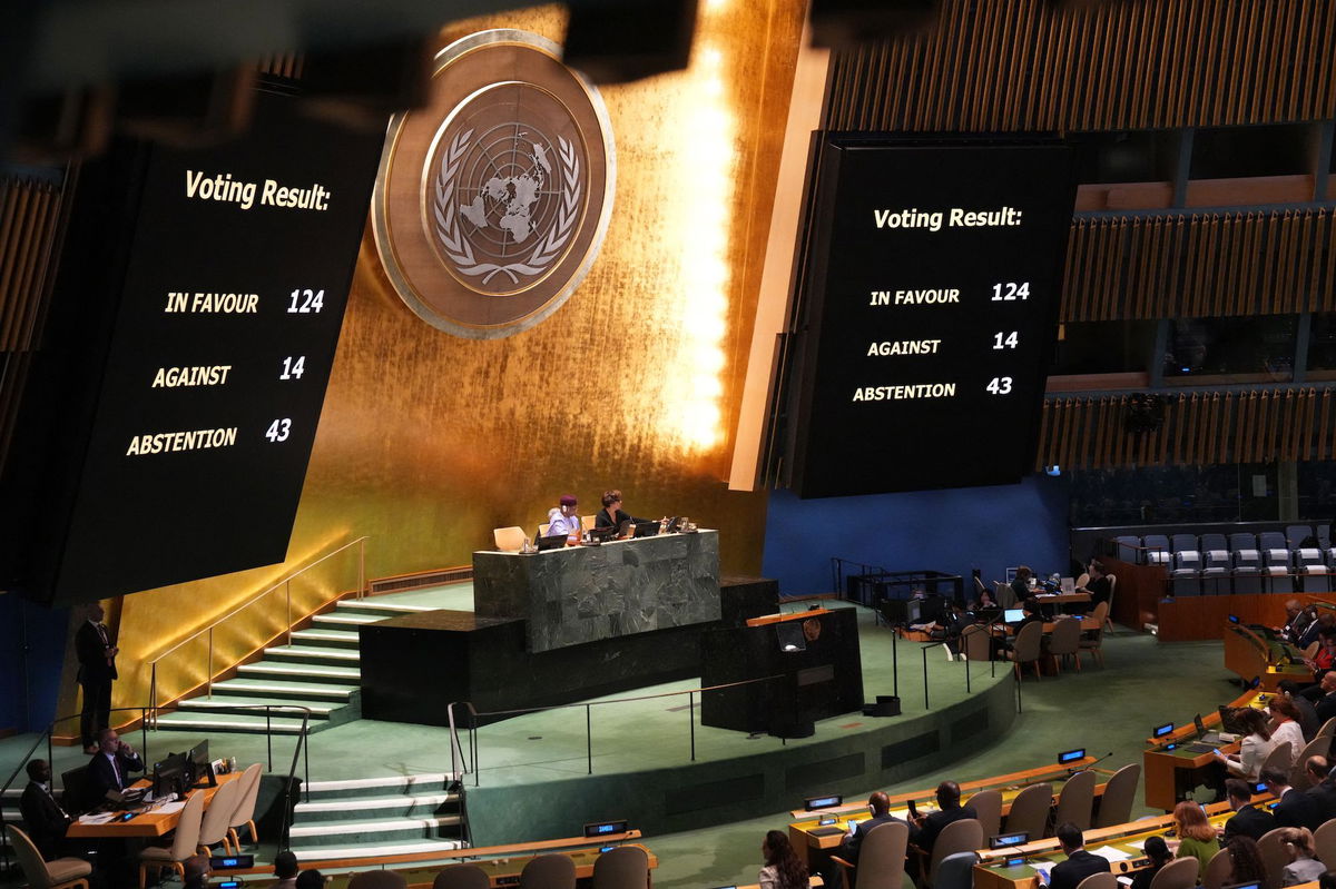 <i>Bryan Smith/AFP/Getty Images via CNN Newsource</i><br/>The final result of the vote at the United Nations in New York on September 18.