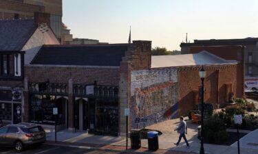 A man walks through downtown Springfield