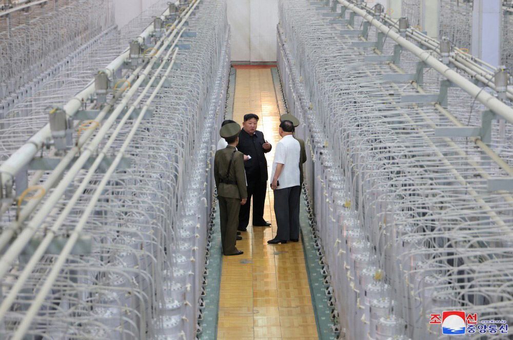 <i>KCNA via CNN Newsource</i><br/>North Korean leader Kim Jong Un visits a uranium enrichment facility