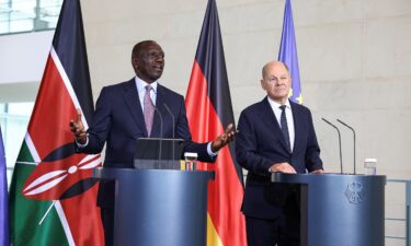 Kenyan President William Ruto and German Chancellor Olaf Scholz give a press conference in Berlin on September 13.