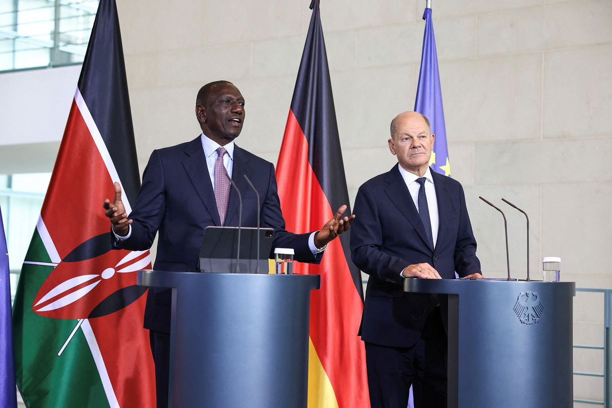 <i>Liesa Johannssen/Reuters via CNN Newsource</i><br/>Kenyan President William Ruto and German Chancellor Olaf Scholz give a press conference in Berlin on September 13.