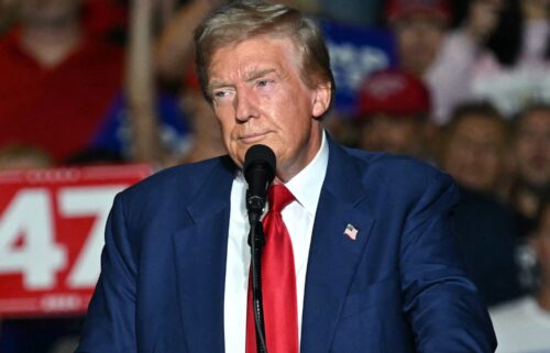 Former President Donald Trump speaks during a campaign rally at the Expo World Market Center in Las Vegas