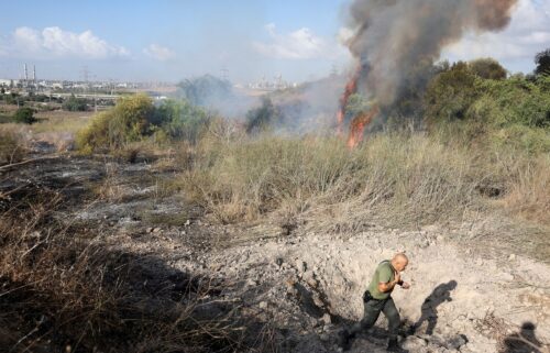 Smoke billows after a missile which the IDF says was launched from Yemen lands in central Israel on September 15.