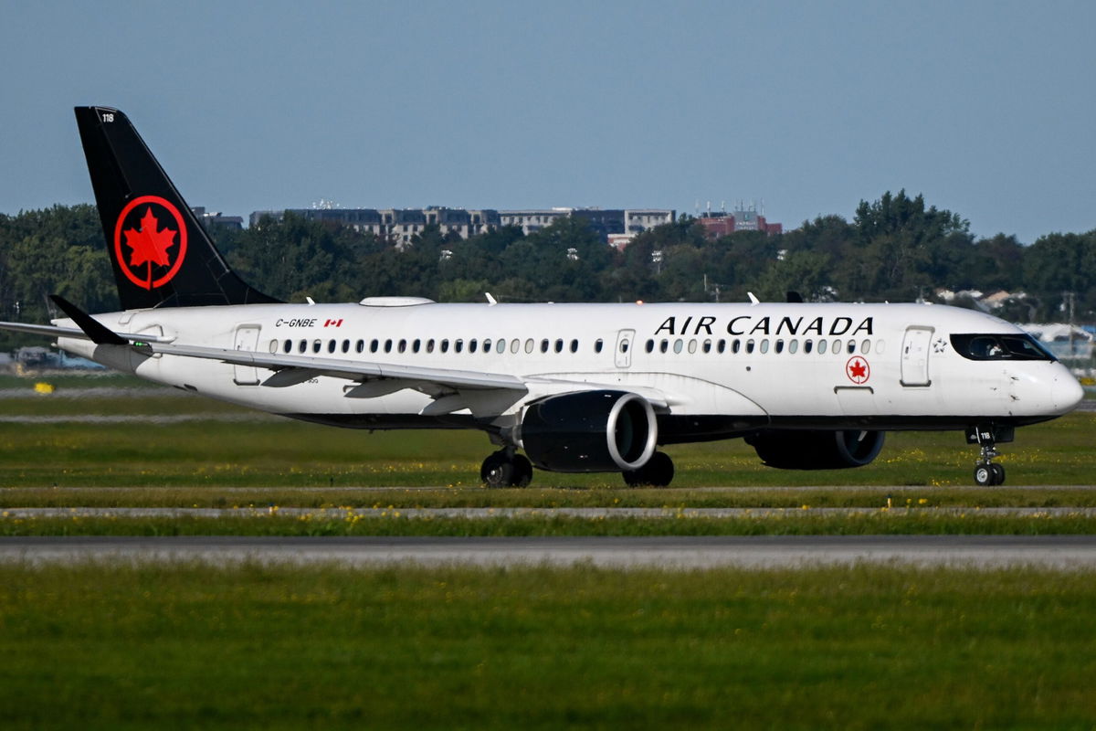 <i>Graham Hughes/Bloomberg/Getty Images via CNN Newsource</i><br/>An Air Canada aircraft at Montreal-Pierre Elliott Trudeau International Airport (YUL) in Montreal