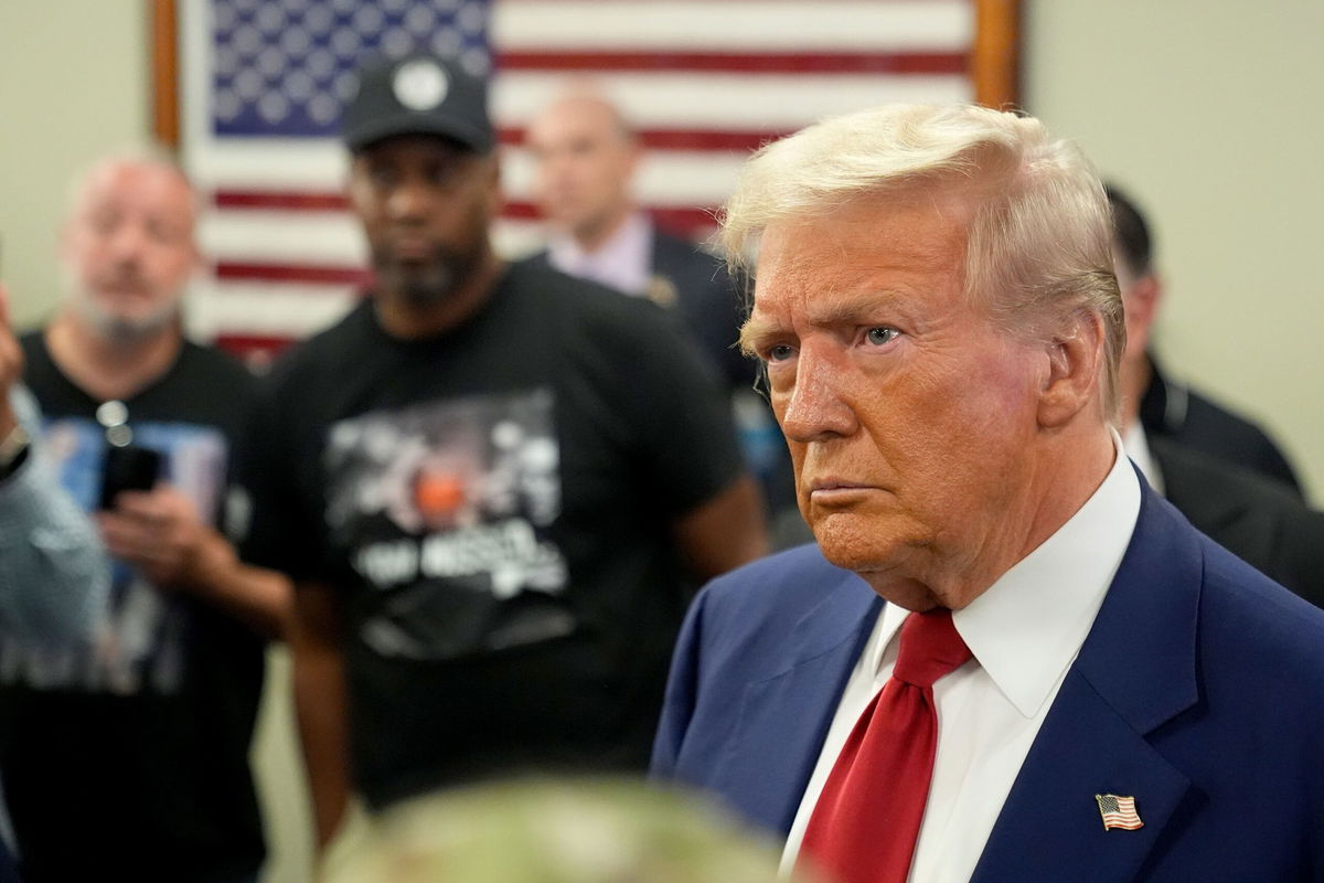 <i>Alex Brandon/AP via CNN Newsource</i><br/>Former President Donald Trump makes a campaign stop at the Las Vegas Police Protective Association on September 14